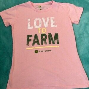 John Deere medium pink short sleeve love to farm